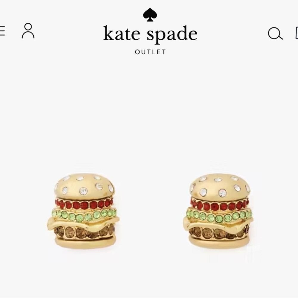NWT Kate Spade Gold and Multicolor Cheeseburger Studs🍔🍔🍔